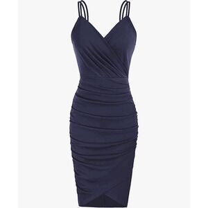 NWT Grace Karin Spaghetti Strap Bodycon Dress, Navy Blue, XXL